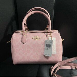 Coach Rowan Satchel Bag In Signature Canvas Powder Pink CV961